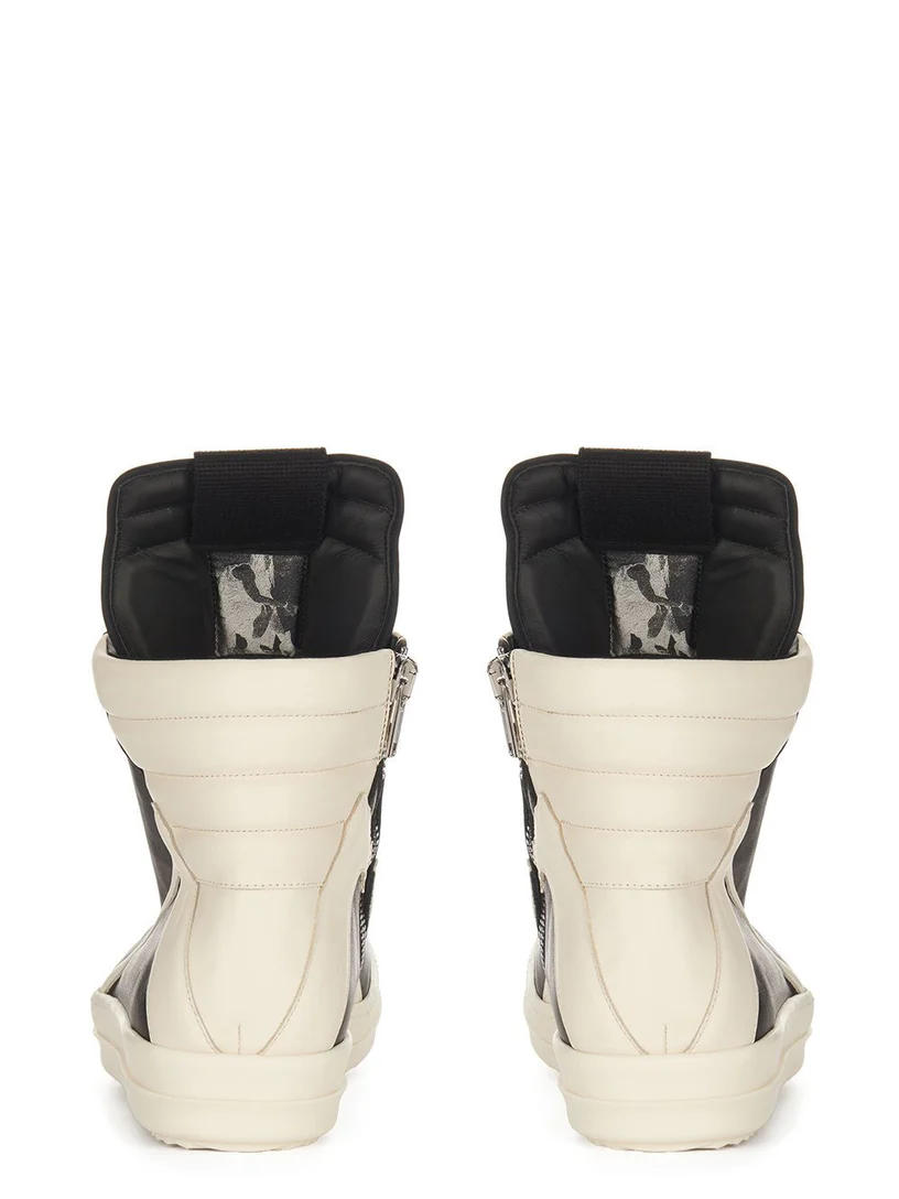 RICK OWENS SS25 HOLLYWOOD GEOBASKET IN BLACK/MILK FULL GRAIN