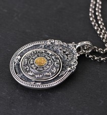 K05 Anhänger buddhistisch Tierkreiszeichen Vajra Symbol Mantra Silber 925