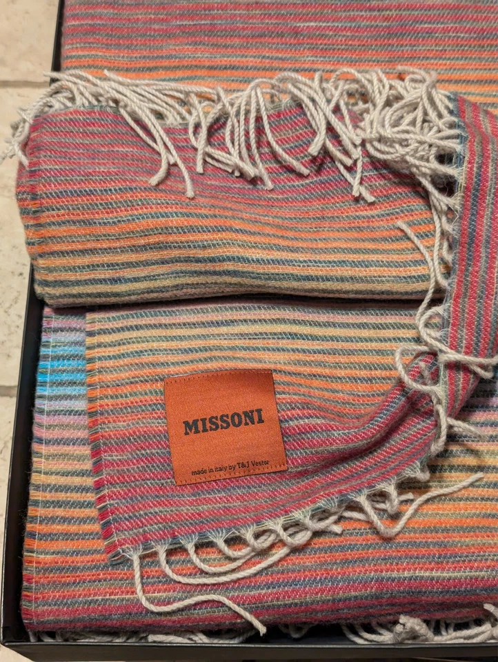 MANTA MISSONI Hecha en Italia por T&J Vestor Lana Flecos 53x75 pulgadas Foto 4 de 4
