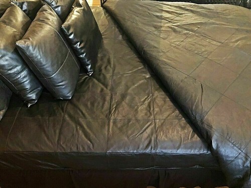 SOFT SHEEP NAPPA REAL LEATHER KING SIZE DUVET COVER WITH TWO PILLOWS - Picture 11 of 11