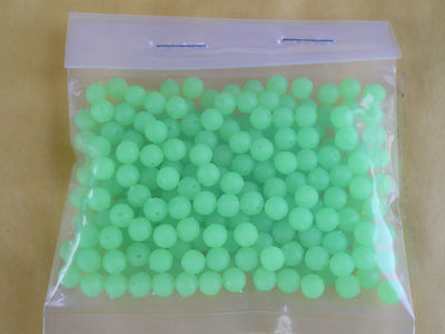 1,000 PCS. 7MM. SOFT GLOW PLASTIC LURE BEADS - GREEN .052 HOLE, ''MAKE SPINNERS''