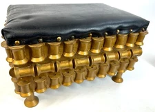 Vintage MCM Mid Century Folk Art Handmade Wood Thread Spool Sewing Footstool