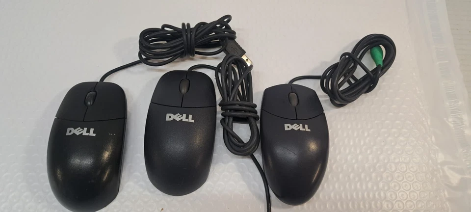 LOT OF Dell 0YH933M, 0X7636, 6U220 Wired Mechanical Ball Wheel Mouse Black - Image 3 of 4