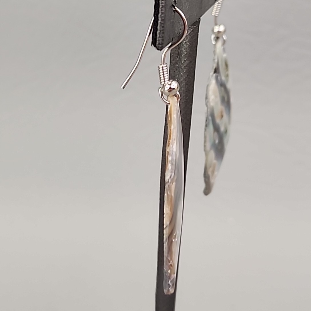 Abalone Pierced Earrings Dangle Shell Marquise Sh… - image 5