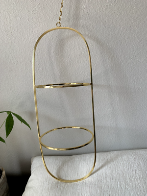 CB2 Gold Boho Hanging Planter, Idina Double Bowl Hanging Planter NEW | eBay