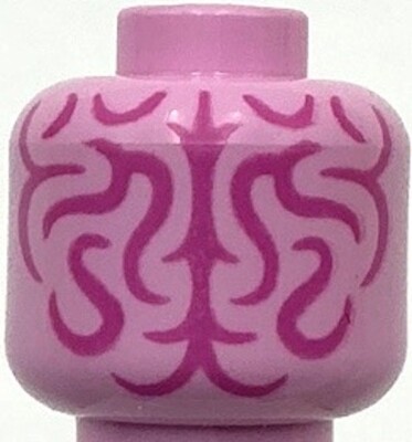 Lego New Bright Pink Minifigure Head without Face with Magenta Brain Fissures