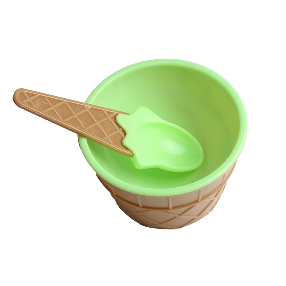 1 Set Sundae Bowl No Odor Reusable Mini Ice Cream Bowl Spoon Set