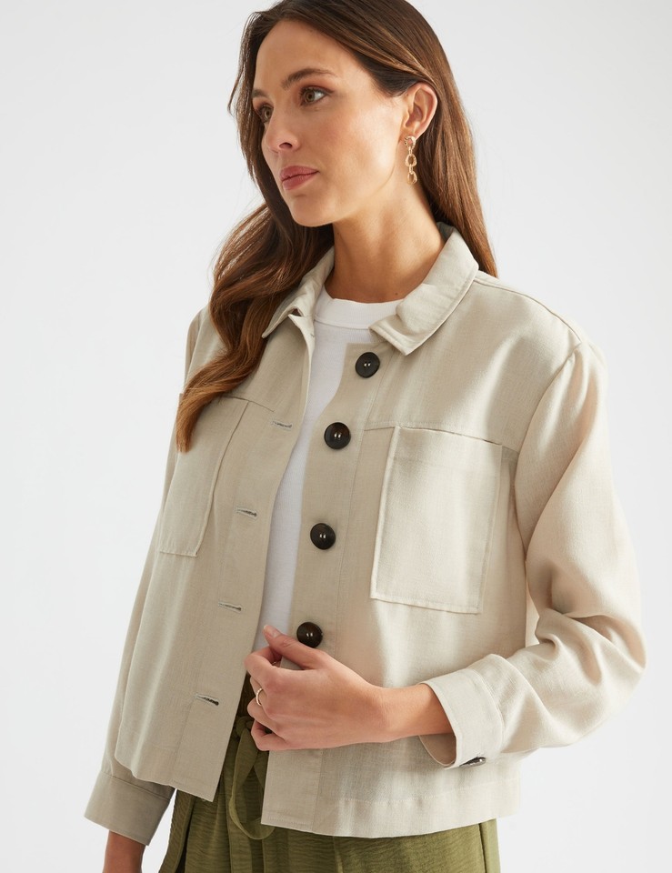 KATIES Womens Jacket Regular Beige Winter Relaxed Fit Solid