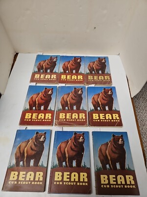 Vtg Lot 9 1954 CR 1955-1965 Printings Bear Cub Scout book BSA Paperback Handbook