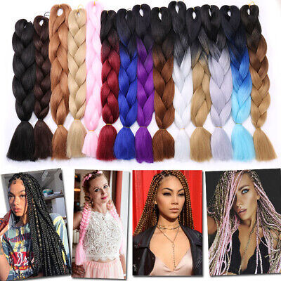 Jumbo Braids Crochet Braids Hair Extension Three Tone Ombre Color Rainbow  Jumbo Braiding For Twist Braiding, Jumbo Box Braiding Hair - Temu