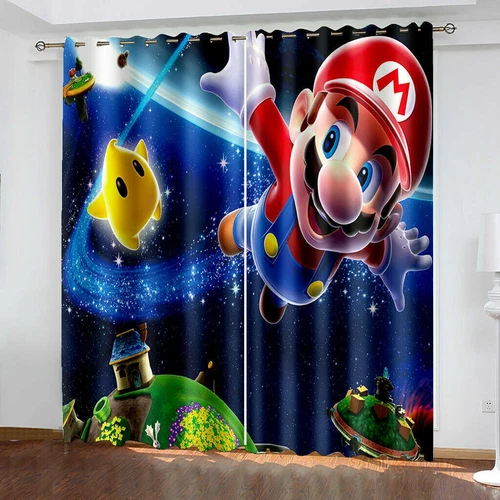Super Mario 3D Pair Thick Blackout Window Curtains Thermal Ring Top Eyelet Gifts - Picture 34 of 61