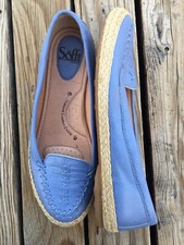 Sofft Malia Blue Leather Espadrille Slip On Flats Shoes Size 8M Women  s