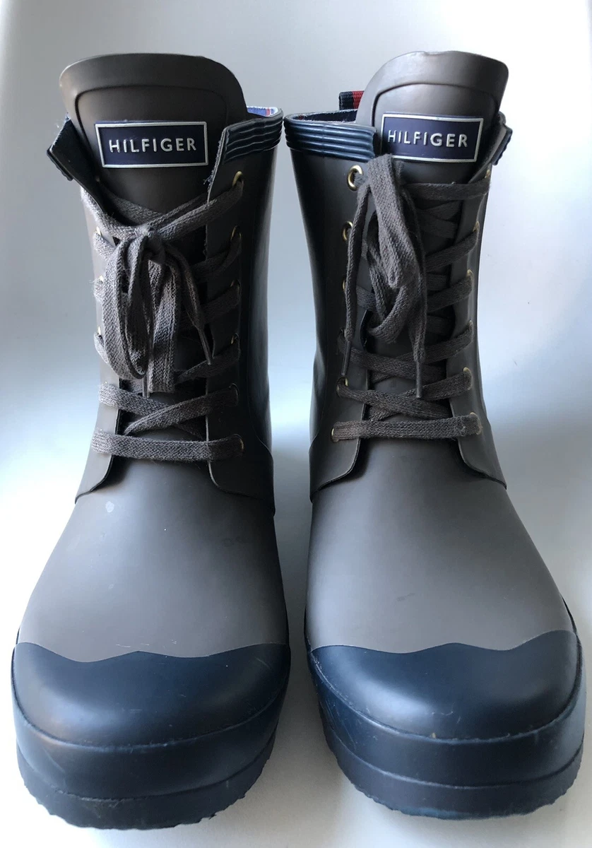 Tommy Hilfiger Renegade Short Rubber Rain Boots Women&#039;s Sz 10 Grey Blue EUC | eBay