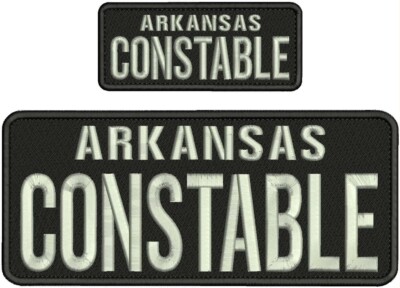 ARKANSAS CONSTABLE embroidery patches 4x10  2x5 hook on back SILVER ON BLACK