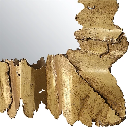 Uttermost Lev Contemporary Style Steel MDF Wood Mirror in Gold Finish - Picture 6 of 7