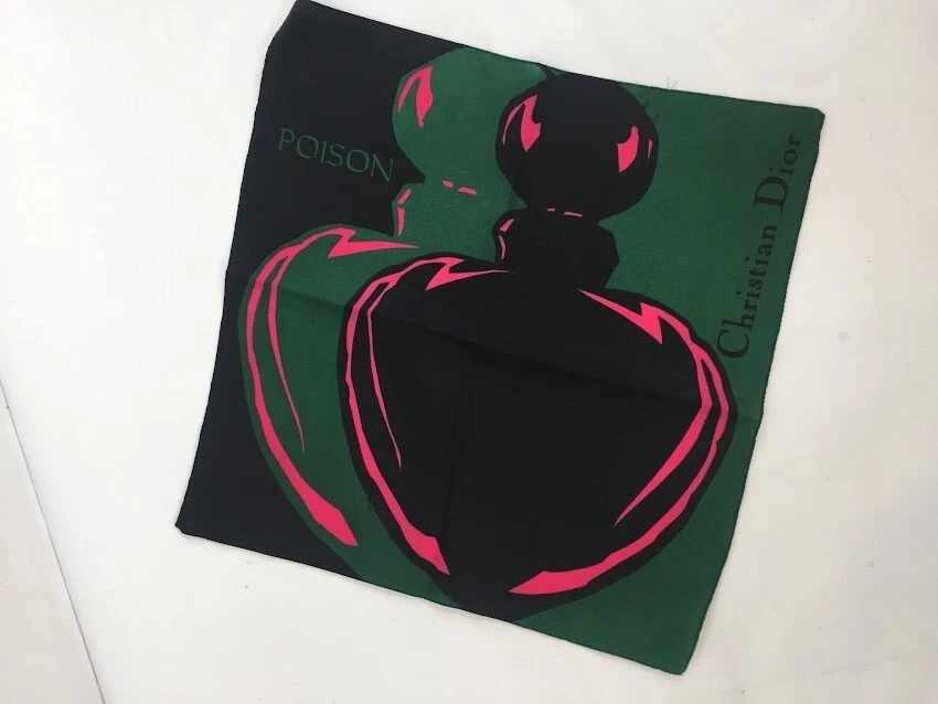 Écharpe graphique vintage Christian Dior Poison Square vert/noir