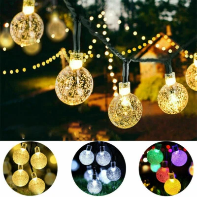 SOLAR POWERED String Lights LED Retro Bulb Garden Outdoor Fairy Ball Hangin Lamp