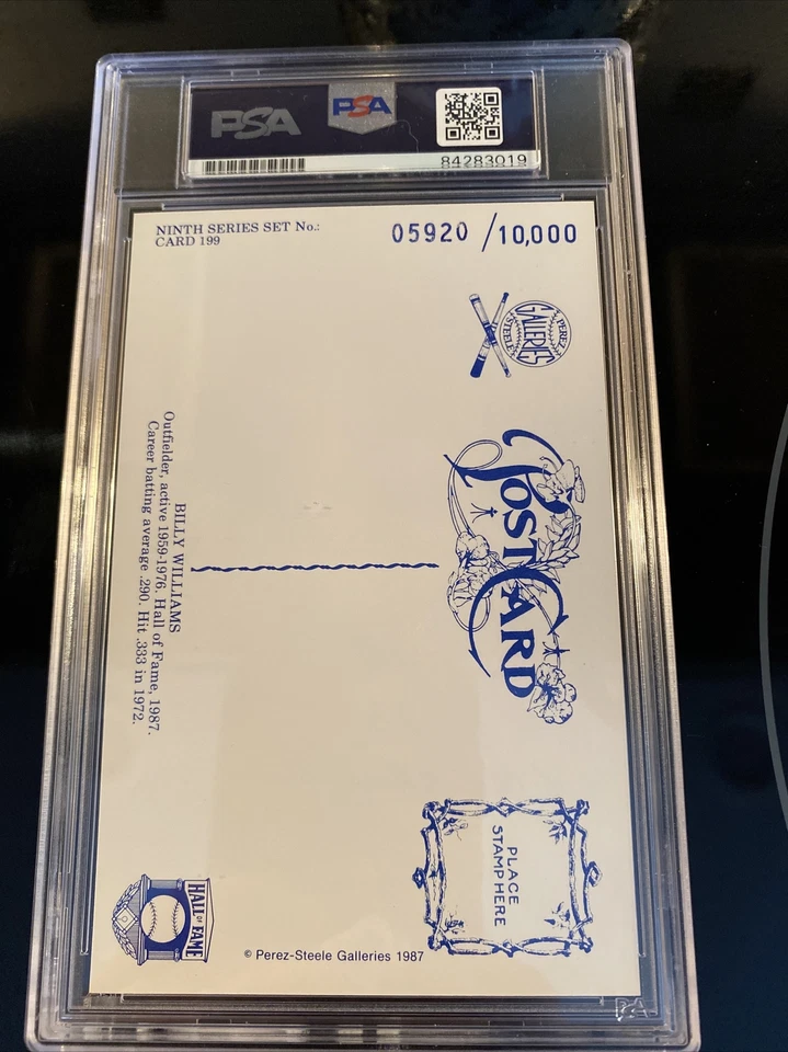 BILLY WILLIAMS GEM MINT 10 PSA/DNA SIGNED PEREZ STEELE POST CARD HOF Cubs Auto - Image 2 of 2