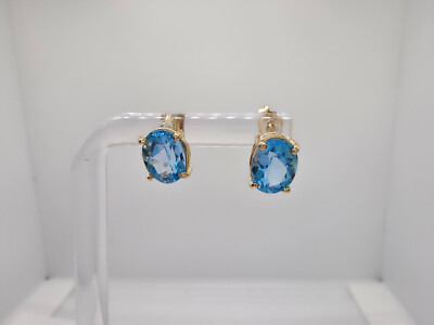 Ohrstecker Nachlass 14kt Gelbgold ovale Form Blautopas