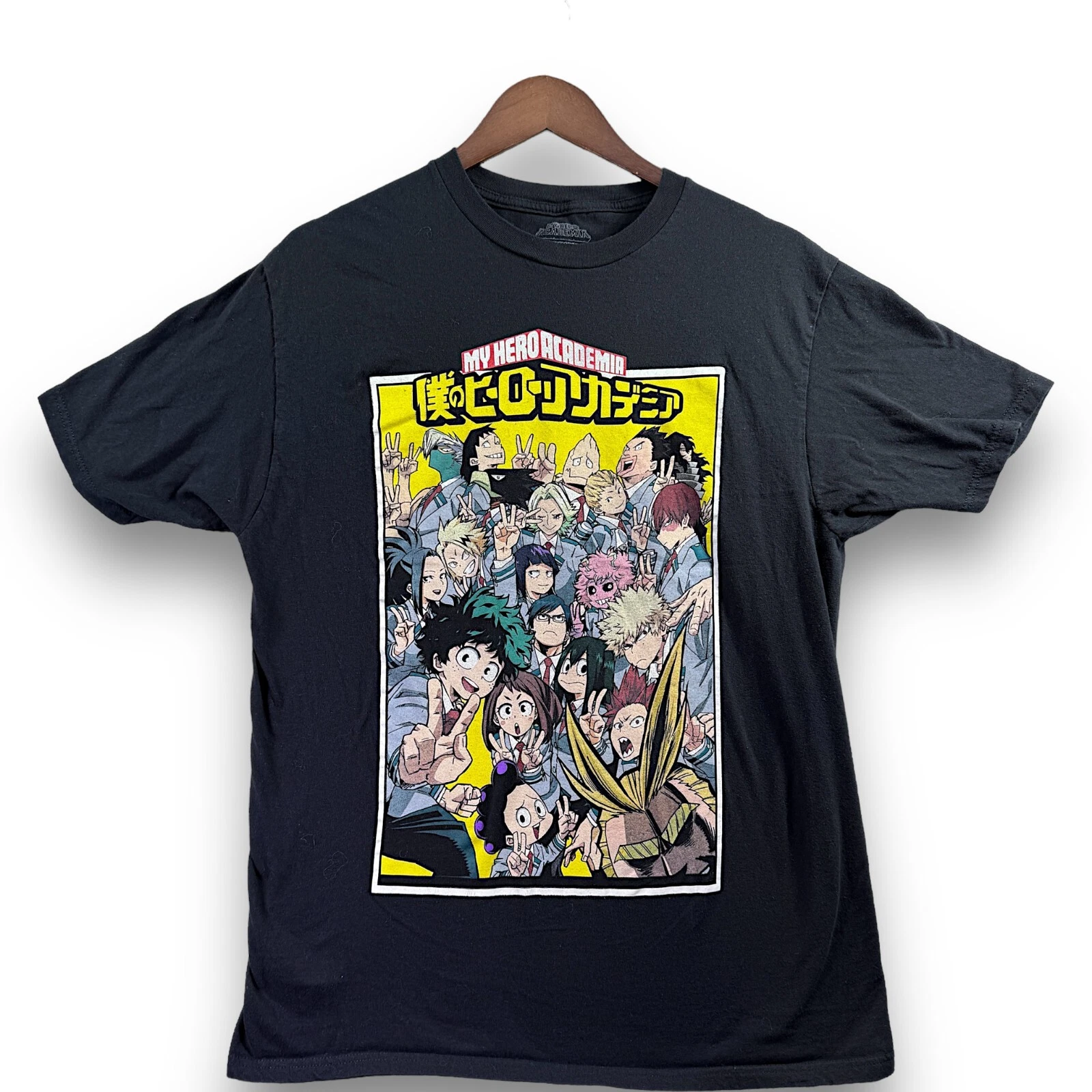 My Hero Academia Men's T-Shirt Size L Large Black Short Sleeve Graphic Crew Neck