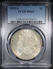 1921-S Morgan Dollar PCGS MS63 Lightly Toned Coin Better Date $1