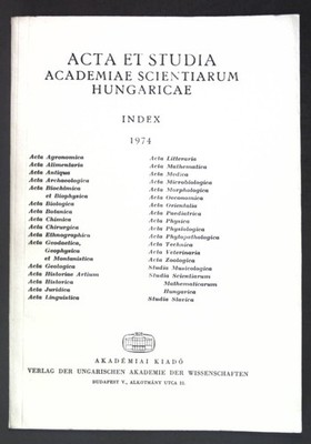 Acta et Studia Academiae Scientiarum Hungaricae: Index 1974;