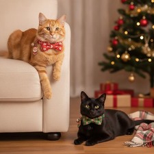 Adorable Christmas Cat Collars with Bells: 2 Pack Featuring Santa  Reindeer