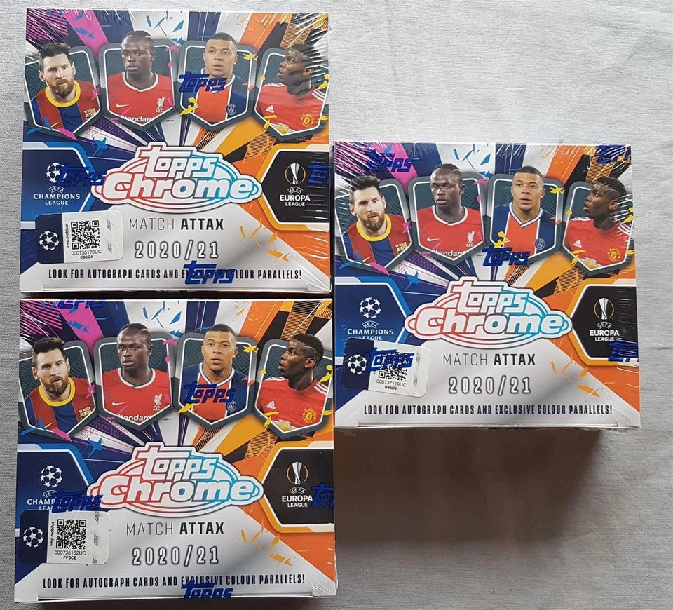 3x Topps Chrome Match Attax Champions League Soccer Box Fußball 2020