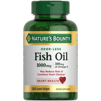 Nature's Bounty Fish Oil, Supports Heart Health, Dietary Supplement, 300mg Om...