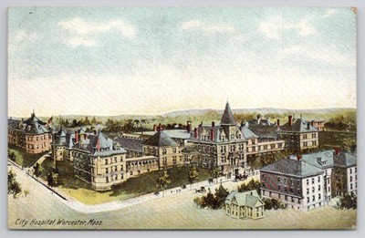 Worcester MA City Hospital Postcard Early 1900s Reichener Bros Germany Print