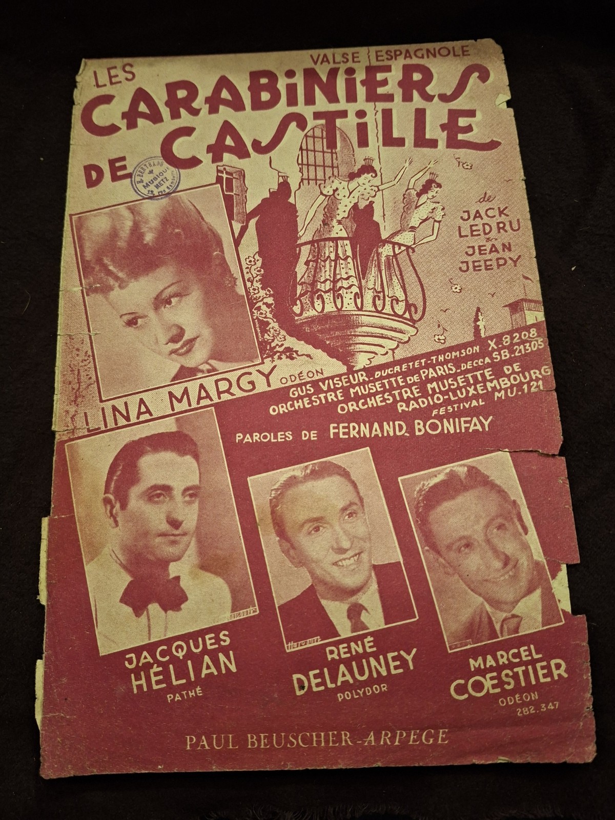 Partition Les Carabiniers De Castille Lina Margy Hélian Sheet Music