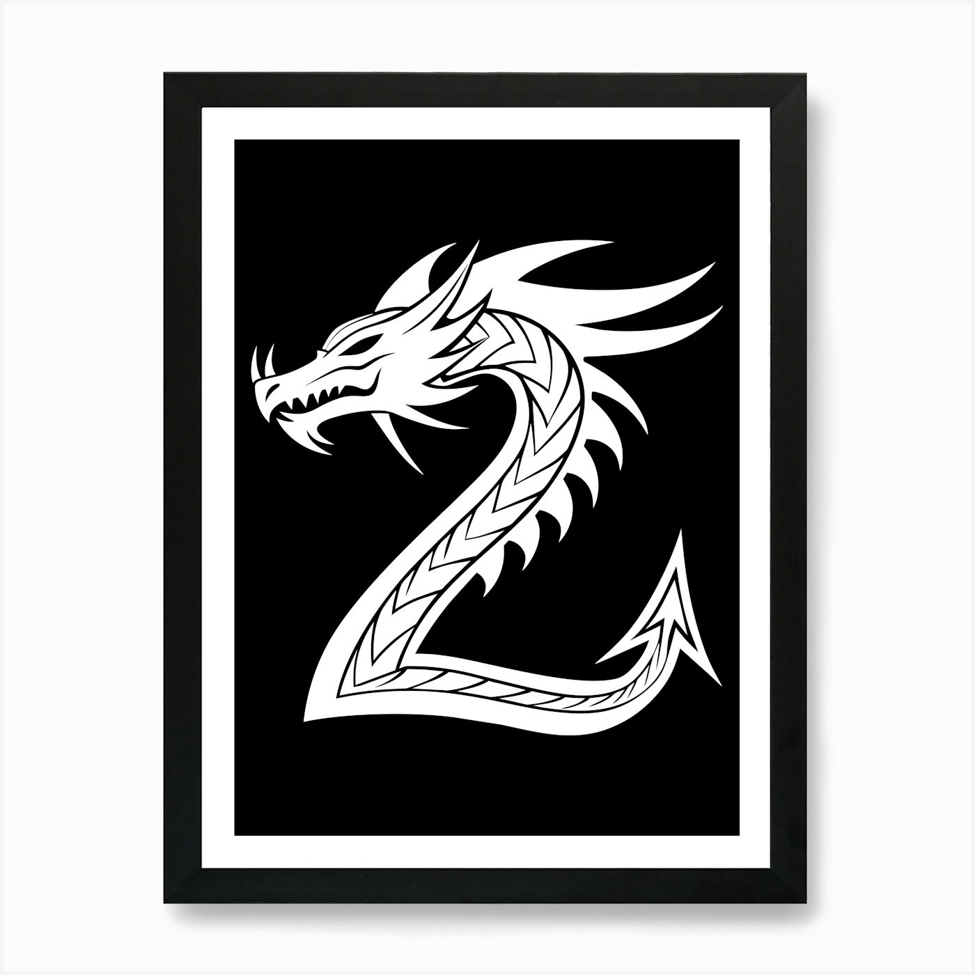Dragon Alphabet, Letter Z, White Dr Framed Wall Art Poster Canvas Print Picture