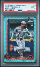 2025 TOPPS CHROME UPDATE AQUA WAVE #8 RYAN FITZGERALD 162/199 PSA 9
