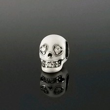 New Pandora Halloween Skull Silver Charm s 92...