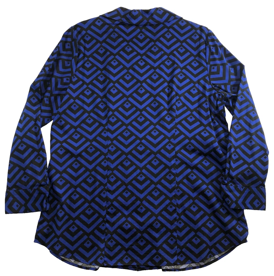 Chico's Womens Blouse Sz 2 US L Geometric Button Up Long Sleeve Stretch NWOT - Image 4 of 4