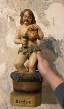 Bacchus Gottheit geschnitzt 1964 Weingott Fruchtbarkeit 41 cm signiert RF