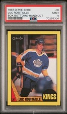 1987-88 O-Pee-Chee Box Bottoms Luc Robitaille Rookie #D PSA 9 - Kings - HOF RC