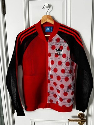 Adidas Originals Osaka Mesh Track Top Black Red Dotted Bomber Jacket Size S