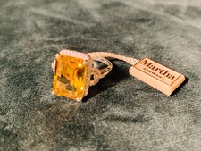 Martha Stewart 7 1/3 Karat Smaragdschliff Citrin Heiligenschein Ring mit im Labor gezüchtetem Diamanten