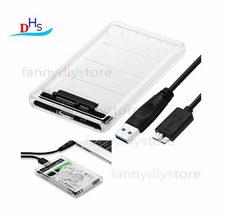 2.5" SATA USB 3.0 Clear Hard Drive Disk HDD SSD Enclosure External Laptop Case