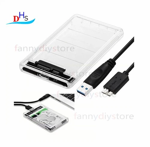 2.5" SATA USB 3.0 Clear Hard Drive Disk HDD SSD Enclosure External Laptop Case