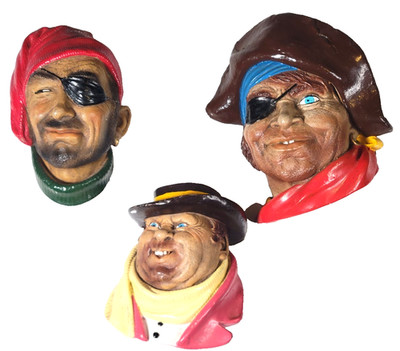 Vintage Bossons Heads 1960 SET OF 3  Chalkware England Wall Art Hanging