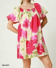 Umgee Waterfall Floral Print Dress Size M