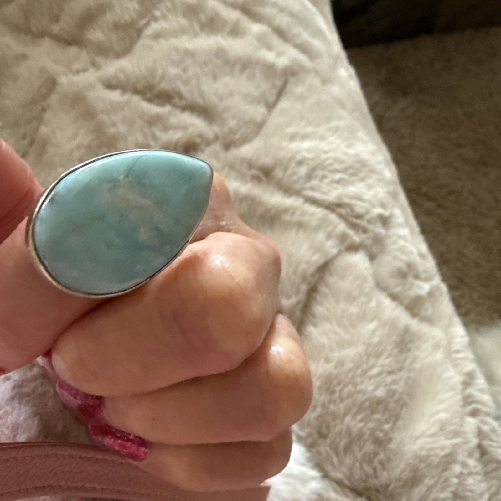 Larimar 925 Silver Ring - image 1