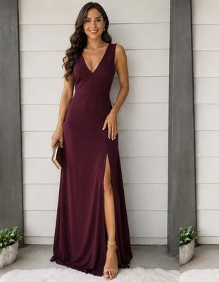 BIRDY GREY LETS GET THE PARTY STARTED LONG BURGUNDY STRAP TOP  DRESS-SIZE M