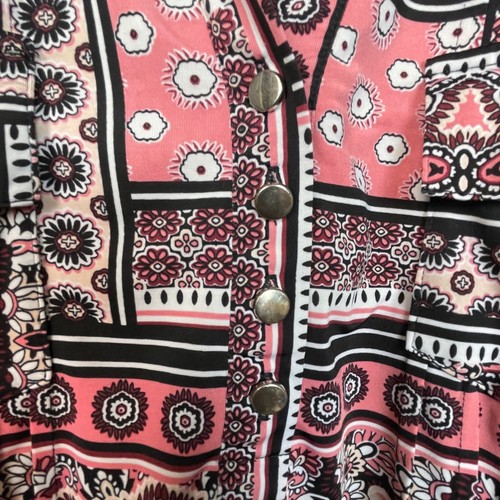 Cocomo Woman Pink Black Paisley Print Quarter Zip Long Sleeve Tunic Top 3X - Picture 2 of 7
