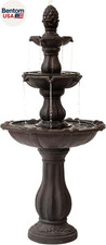 51" 3-Tier Outdoor Waterfall Fountain, Weather-Resistant Resin Freestanding Wate