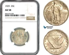 AL110, United States, Standing Liberty Quarter (25cents) 1929, Silver, NGC AU58