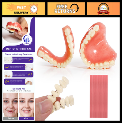 #ad Custom Fit DIY Denture Kit Full Set Fake Teeth for Top amp; Bottom Easy Smile M $197.99