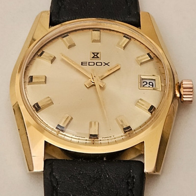 Vintage ''EDOX'' Swiss Made Cal. Men's Watch ''FHF'' 17J Date Manual 35mm Revised